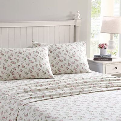 Laura Ashley Audrey rosa flanela conjunto de lençóis, duplo