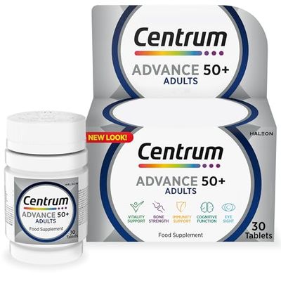 Centrum Advance 50+ Tablets Multivitamin & Mineral Supplements, with 24 essential nutrients, including vitamin D, C, Zinc, 130 ct (Packaging and Tablet colour may vary slightly)