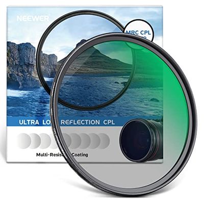 NEEWER 67 mm polariserande filter, CPL-filter med 30 lager polariserande film i flera lager, minskar bländning/förbättrar kontrast/ultratunn/minskar reflektion/HD-optiskt glas