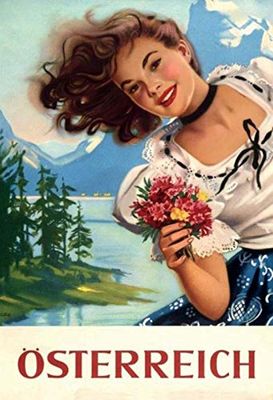 Schatzmix Blechschild 20x30 cm Österreich Alpen See Dirndl Pin up Girl Werbung Plakat Metall Schild Plaque en tle, Tôle, 20 x 30 cm