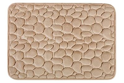 WENKO Tapis salle de bain doux, Tapis de bain antidérapant, 100% polyester lavable en machine, 60 x 40 cm, Beige