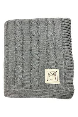 Kaiser 6521823 Cable Knitt Baby Blanket Knitted 100% Organic Cotton (KBA), Breathable Baby Blanket, Newborn for Summer, Pram Blanket, Baby Seat Blanket, Colour Light Grey