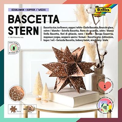 Folia 410/1515 - Set bricolage Bascetta Stella Ornamento Natale, Rame/bianco., 20 cm