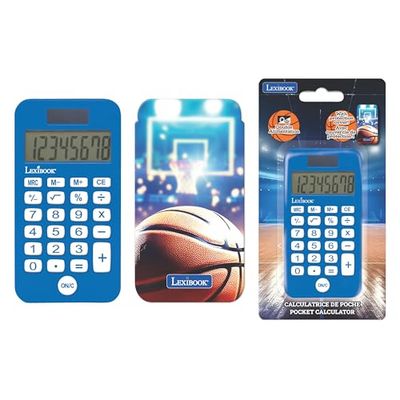 Lexibook, Fickräknare Basket med Skyddshölje, Grundläggande och Avancerade Funktioner, Batteri- och Solcellsdriven, C45BA