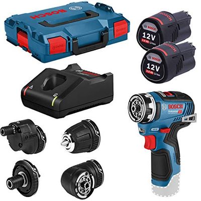 Bosch Professional 12V System Trapano-Avvitatore a Batteria Gsr 12V-35 Fc (Flexiclick System, Incl. 4 Accessori Flexiclick, 2 Batterie da 3,0 Ah, Caricabatteria Rapido Gal 12V-40, in L-Boxx)