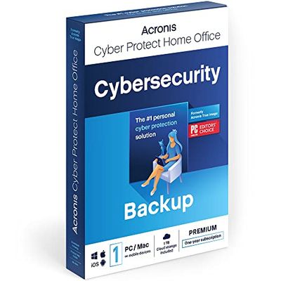 Acronis Cyber Protect Home Office 2023 , Premium , 500 GB Cloud-Space , 1 PC/Mac , 1 Year , Windows/Mac/Android/iOS , Internet Security with Backup , Activation Code by post