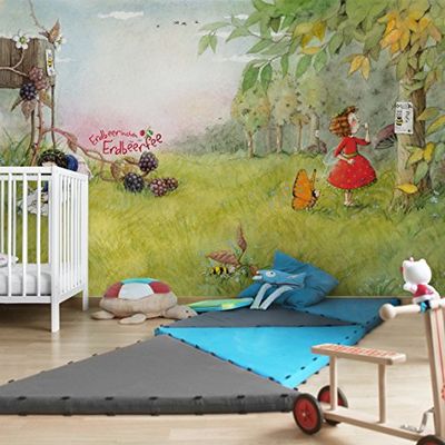 apalis Niños Papel pintado papel pintado Erdbeerinchen Erdbeerfee verm isste abeja Papel pintado fotográfico de ancho, papel pintado para pared pintado mural, Verde, HxB: 290 x 432 cm