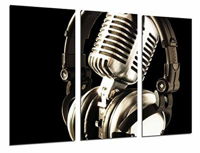 Póster fotográfico decoração vintage, microfone antigo, música tamanho total: 97 x 62 cm XXL