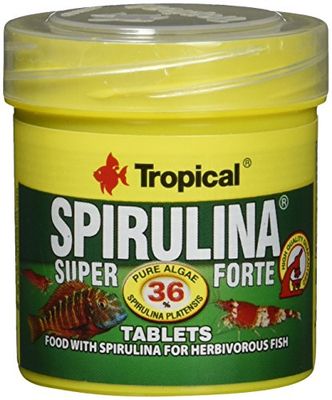 SUPER SPIRULINA FORTE TABLETS 50ml / 36g / 80 pcs - spirulina-rich adhesive tablets for herbivorous fish, cichlids & crustaceans (color, growth & immunity)