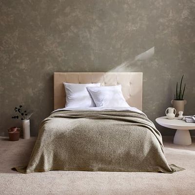 Toison d'or Biella filt lammull design chevron, 240cm x 260 cm storlek, muskot