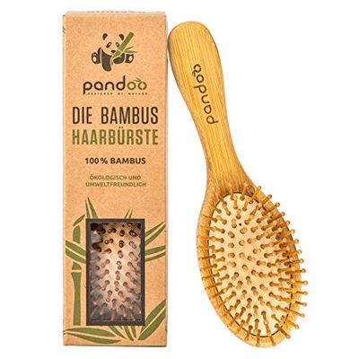pandoo spazzola per capelli in bambù con setole naturali, Vegano, rispettoso dell'ambiente Spazzola naturale con setole di bambù per capelli naturalmente belli per uomo, donna, Detangler