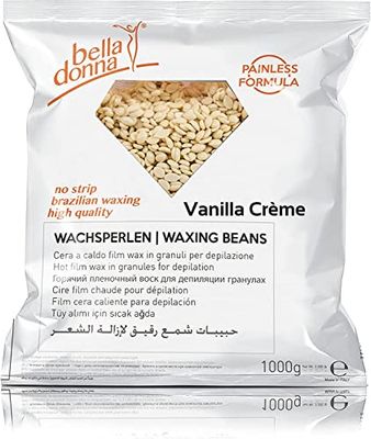 Bella Donna Perle di cera "Vanilla Crème" per depilazione senza strisce, zero fastidio, 1000 g, formula flessibile e cremosa