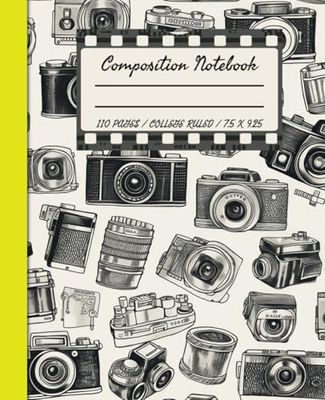 Composition Notebook: College Ruled 110 Pages, Vintage Camera Composition Book, 7.5 x 9.25 Inches