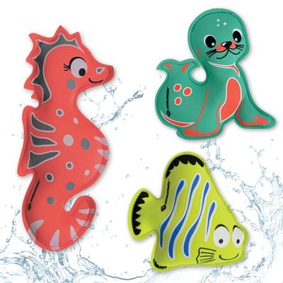 Schildkröt Neopreen duikdieren, 3-delige set diving Animals bestaande uit 1 zeeleuw, 1 zeepaardje, 1 vis, perfect voor conditietraining in het water, 970328, meerkleurig