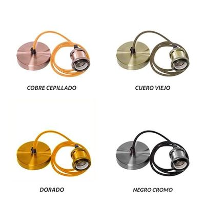 Portalámparas y florón en color negro y cromo, ideal para decoración y montaje de luces en interiores.