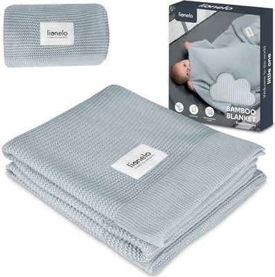 lionelo Bamboo Blanket légere Couverture Enfant, Couverture Poussette bébé en Bambou, Housse de lit, 100% Coton, Naturel, antibactérien, hypoallergénique, antifongique, dès Le 1 Jour, 100x75 cm Gris