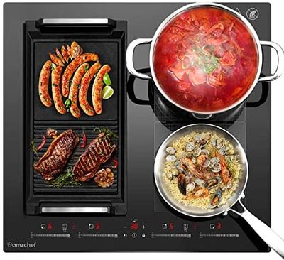 AMZCHEF piano cottura induzione con due zone flessibili9 livelli e booster - Funzione BBQ