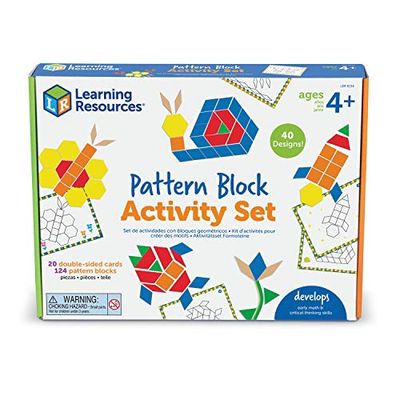 Learning Resources Set de actividades con bloques geométricos habilidades motrices finas, aptitudes para el razonamiento crítico, 4+ años