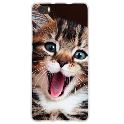 OOH!COLOR 025603_ape001 Kitty met patroon zachte siliconen TPU bumperhoes voor Huawei P8 Lite helder