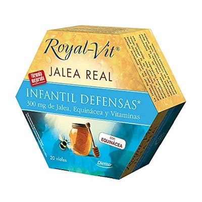 Dielisa - Royal Vit Geleia Real Infantil defesas, complemento alimentar com 300 mg de geleia real, equinácea e vitamaminas, ajuda às defesas e ao sistema imunitário das crianças - 20 frascos
