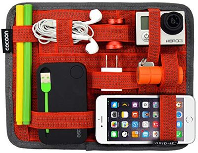 Cocoon GRID-IT - 7-9" iPad accessoires & organizer met elastische banden/praktische organizer voor aktetas/organisatiesysteem voor tablets met lus & incl. muismat - rood / 18,4 x 1 x 23,5 cm