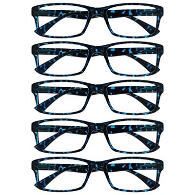 The Reading Glasses Company Blue Tortoiseshell Value 5 Pack Mens Womens Designer Style Readers RRRRR92-3 +3.50