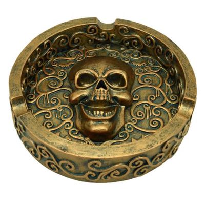 Puckator Cenicero - Calavera - Efecto Metálico - Oro Cepillado