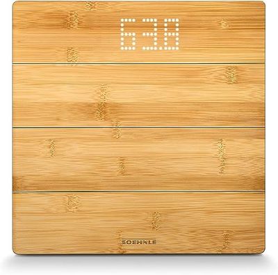 Soehnle Style Sense Bamboo Magic, digital scale, weight up to 180 kg in 100 gram increments, Display visible when on, scales including batteries, body scale, Bamboo Scales for Body Weight