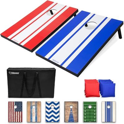 GoSports CH-01-MDF Cornhole: Inclui 8 sacos de feijão, estojo de viagem e regras de jogo, crianças unissexo, 3 x 2 pés clássico, 3 pés x 2 pés