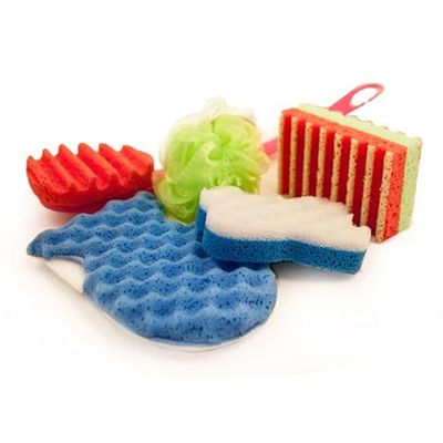 martini SPA - Sponge Starter - Kit Compuesto por 1 Guante, 1 Cepillo, 2 esponjas y 1 Esponja de Malla con Caja de Regalo y Tarjeta, 45,5 x 10 x 16 cm, 5 Unidades - Fabricado en Italia