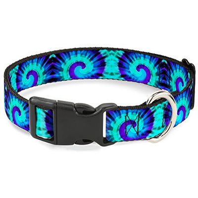Buckle-Down Collar de Clip de plástico con Hebilla, teñido Anudado, Morado/Azul, 1.5 Pulgadas de Ancho, se Adapta a Cuello de 18 a 32 Pulgadas, Grande