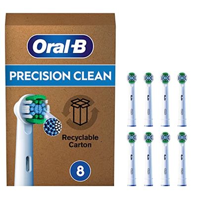 Oral-B Precision Clean Testine Spazzolino Elettrico, Confezione da 8 Testine di Ricambio, Pulizia Precisa e Sbiancante, Indicatore di Utilizzo della Testina, Adatto alla Buca delle Lettere