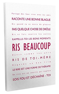 Feel Good Art Ris Beaucoup Toile sur Cadre Mural de Style Moderne/Typographique Framboise/Blanc 40 X 30 cm
