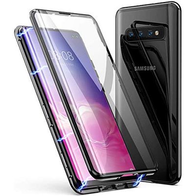 MOSSTAR Case voor Samsung Galaxy S10e, Magnetische adsorptie Hoesje Thin 360 Graden Stofdicht, Transparant Schokbestendige Metalen Frame, met Ingebouwde Screen Protector - Zwart