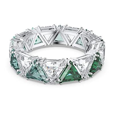Swarovski Ortyx Cocktailring, Triangle-Slijpvorm, Groen, Rodium Toplaag