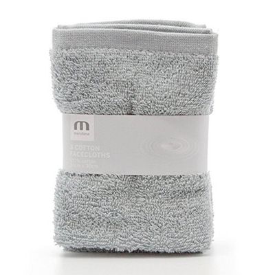 Meridiana Super zachte 100% katoenen familie washandjes. Machine wasbaar. Grijs. 3 Pack. 30 cm x 30 cm X