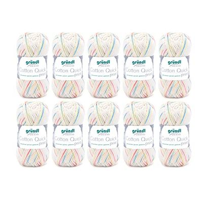 Gründl Cotton Quick Print (100 % fio, certificado Oeko-Tex, 50 g / 125 m, tamanho da agulha: 3-4, 1 x 50 g), bebé multicolorido, algodão, tamanho único, 1250