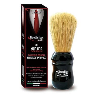 The Goodfellas' smile King Hog by Omega Brushes. Pure Bristle Shaving Brush. 70mm Bristle for Face Lathering