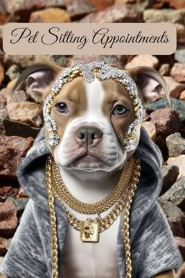Rock Background with Dog wearing hoodie and bling: Pet Sitting Appointment Book/Planner/Journal