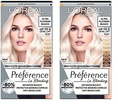 L'Oreal Paris Preference Hair Dye, Long Lasting, Luminous Permanent Hair Colour, up to 9 Levels of Lift, Extreme Platinum (Pack of 2)