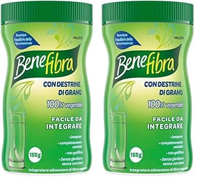 Benefibra Polvere Integratore Alimentare di Fibre Vegetali Equilibrio Flora Intestinale Intestino Pigro e Irritabile 155 g (Confezione da 2)