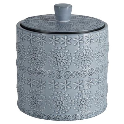 Spirella Boite à Cotons Porcelaine Relief Gris