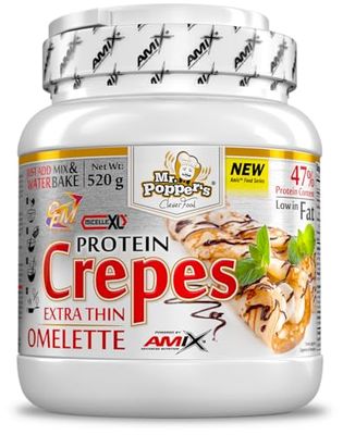 AMIX - Suplemento Deportivo - Protein Crepes en Polvo Bote de 520 g - Alto Contenido en Proteínas de Suero de Leche - Bajo en Carbohidratos y Azúcares - Sabor Vainilla