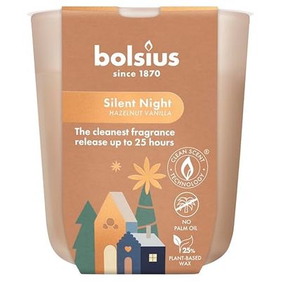 Bolsius - Silent Night - Scented Candle - Burning time of 25 Hours - 80x73 mm - Natural extracts – Contains Vegan Wax – Palm Oil-Free