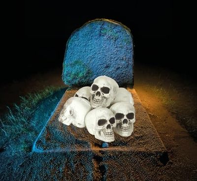 FIESTAS GUIRCA | Pack of 6 Skulls (8 cm) - Halloween Decoration for Skeleton Parties and Celebrations - Ideal for Spooky Environments and Scary Settings - White