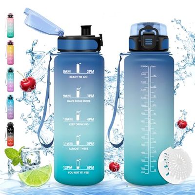 Vikaster Grote drinkfles, 1500 ml, BPA-vrije drinkfles, fiets, lekvrij, geschikt voor koolzuurhoudende dranken, sport voor fiets, fitness, outdoor