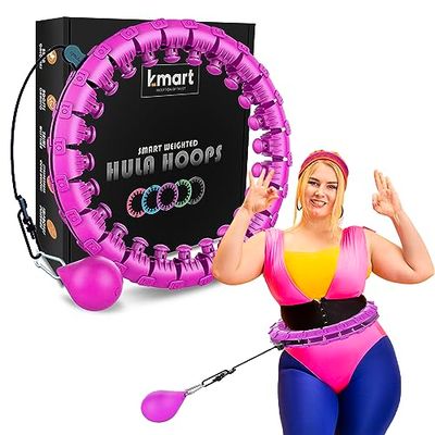 K-MART Smart Hula Ring Hoops, Verzwaarde Hula Circle 24 Afneembare Fitness Ring met 360 graden Auto-Spinning Ball Gymnastics, Massage, Volwassen Fitness voor Gewichtsverlies (Orchidee Paars)