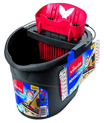 Vileda Revolution Sistema lavapavimenti con Secchio e Piastra Piatta, Panno in Microfibra, per Tutti i Tipi di Pavimento, lavapavimenti sostenibile, Love it Clean