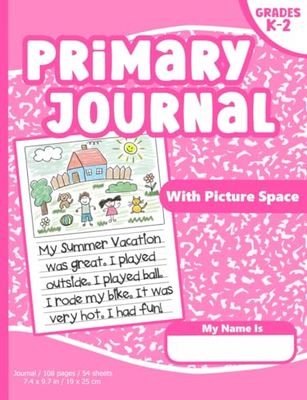 Primary Journal: Pink Creative Story Notebook for Grades K-2 with Half Page Ruled and Picture Space for Girls