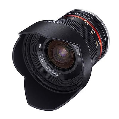 Samyang 12 mm F2.0 lente para Sony E - lente grande angular de comprimento focal fixa, lente de foco manual para câmaras Sony E-mount APS-C, Sony Alpha 6600 6500 6400 6300 6100 6000 5100 5000, preto